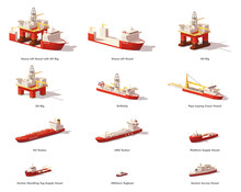 Vector Low Poly Offshore Oil Exploration Vessels