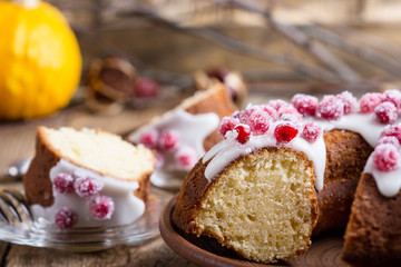 Wall Mural - Candied cranberries bundt cake with lemon sugar glaze