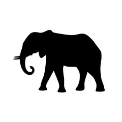 Wall Mural - Black isolated silhouette of elephant on white background. Side view.