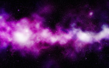 Purple Universe Milky Way Space Galaxy With Stars And Nebula.