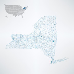 Fototapete - New York State / USA telecommunication map concept