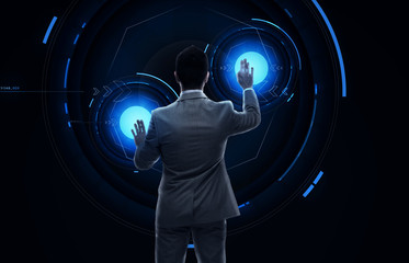 Poster - businessman working with virtual reality screen