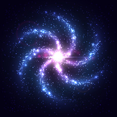 Wall Mural - Vector spiral galaxy. Beautiful abstract cosmic background. Bright night sky. Creative space illustration.