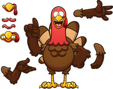 Cartoon Turkey. Vector Clip Art Illustration With Simple Gradients. Some Elements On Separate Layer. 