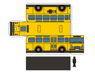 Wall Mural - Paper model of an old school bus