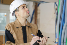 Construction Worker Planning Contructor Checking Concept