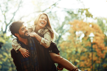 Couple enjoying fall