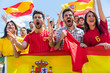 © william87 - Spanish supporters cheering at stadium with flags