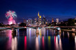 Fireworks in Frankfurt am Main city during Mainfest in Frankfurt, Germany