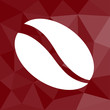 Kaffebohne - Icon mit geometrischem Hintergrund rot