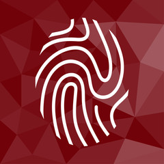 Poster - Fingerabdruck - ID - Icon mit geometrischem Hintergrund rot