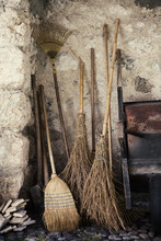 Collection Of Old Fashioned Brooms