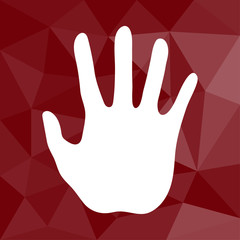 Poster - Handfläche - Stopp - Icon mit geometrischem Hintergrund rot