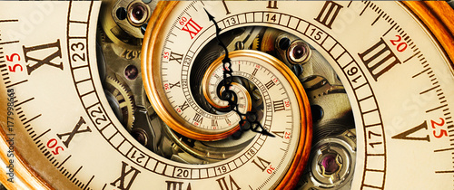 Fotomural Antique old clock abstract fractal spiral