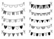 Vector set with hand drawn doodle buntings