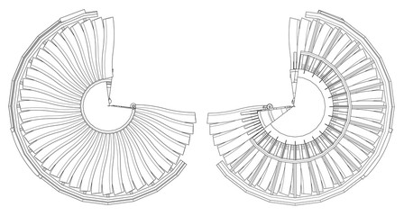 Turbo jet engine aircraft. Vector line illustration.