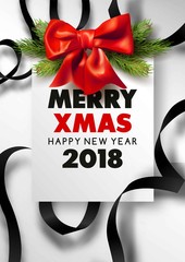 Wall Mural - Merry Xmas and Happy New Year 2018 festive postcard