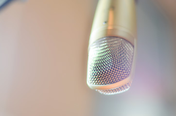 the microphone in sound music room,gray scale tone,select focus