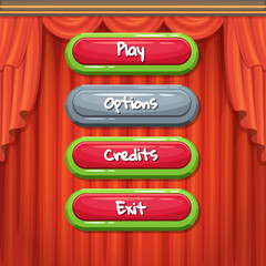 Wall Mural - vector cartoon style contoured enabled and disabled buttons with text for game