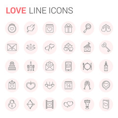 Wall Mural - Love Line Icons