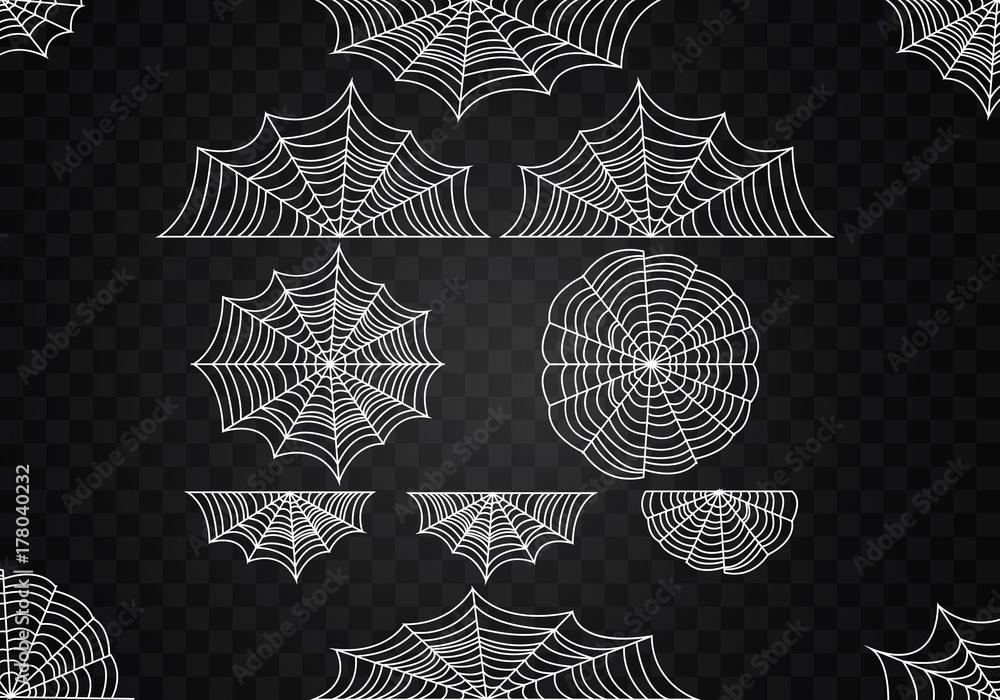 Spider web set. Halloween cobweb vector. Frame border and dividers ...