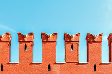 Kremlin Wall At Summer Sunny Day On The Blue Sky Background