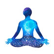 chakra human lotus pose yoga, abstract world, universe inside your mind mental, watercolor painting hand drawn, clipping path