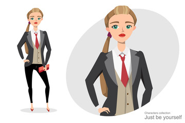 Wall Mural - Serious woman in a business suit unisex.