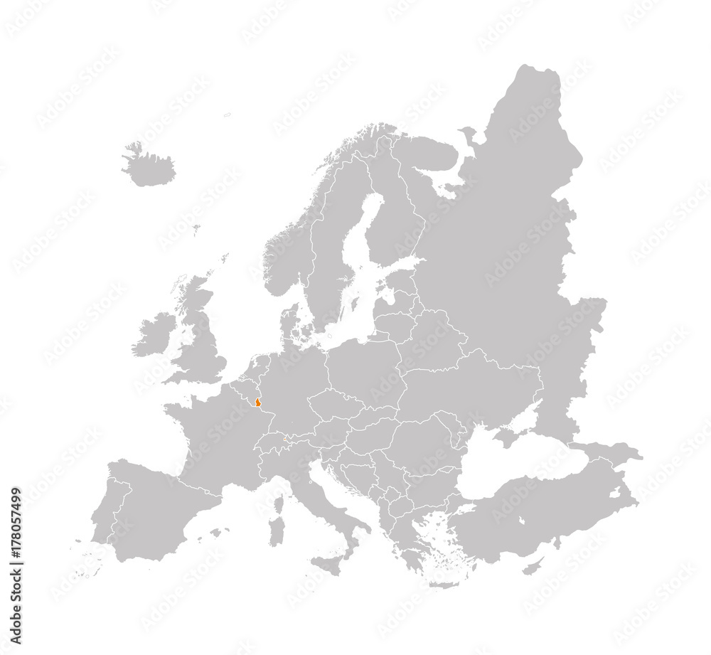 Territory of Luxembourg on Europe map on a white background - obrazy, fototapety, plakaty 
