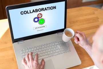Collaboration concept on a laptop