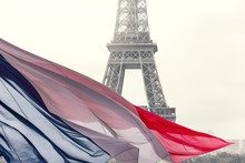 Paris, Eiffel Tower And French Flag, France