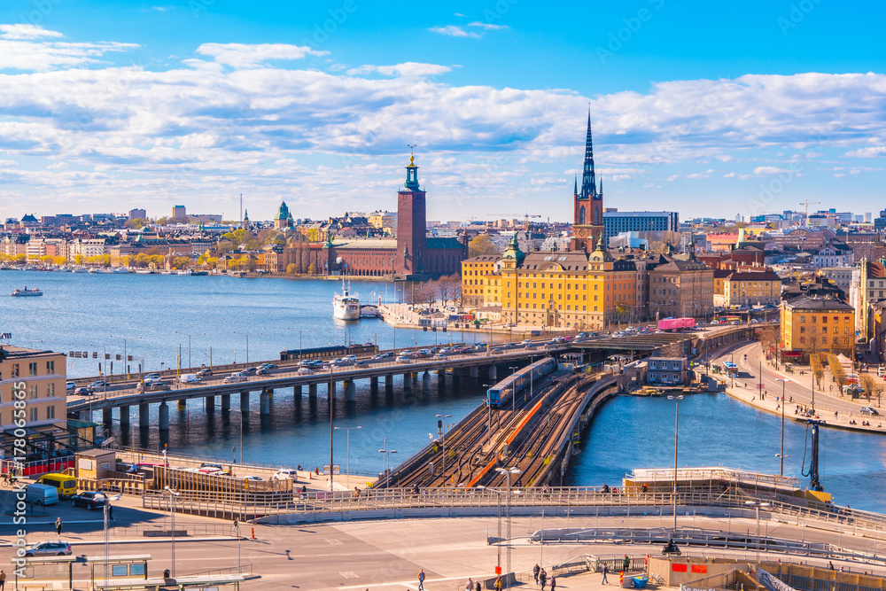 Cityscape of Stockholm city skyline in Stockholm, Sweden - obrazy, fototapety, plakaty 