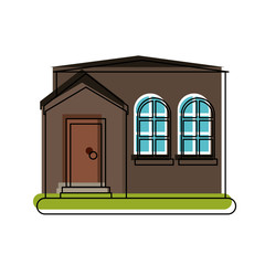 Sticker - family home or one story house icon image vector illustration design 