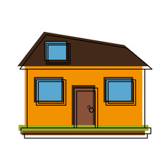 Sticker - family home or two story house icon image vector illustration design 