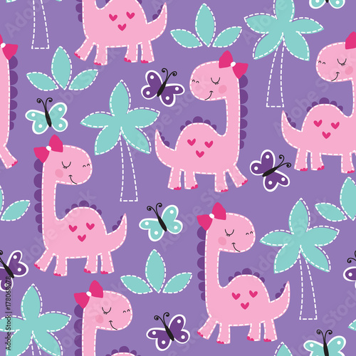 Stoffe zum Nähen nahtlose lila Dinosaurier Tiermuster Vektor-illustration