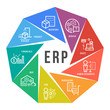 Enterprise resource planning (ERP) module icon Construction on circle flow chart  art vector design