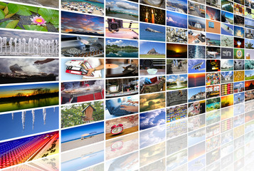 Wall Mural - Big multimedia video and image wall of the TV screen