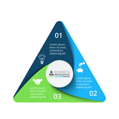 Vector triangle element for infographic. Template for cycle diagram, graph, presentation and chart. Business concept with 3 options, parts, steps or processes.