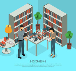 Poster - Bookcrossing In Library Composition