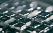 Close up, abstract image of a laptop, computer keyboard.