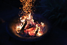 Close-up Of A Fire Burning In Fire Pit