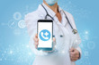 Doctor shows on the phone call icon .