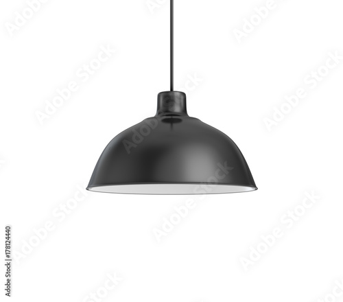 Fotografía 3d rendering of a single dark lamp fixture with a wide industrial metal design on a white background