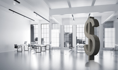 Wall Mural - Money making and wealth concept presented by stone dollar symbol in office room