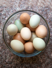 Organic Brown And Green Eggs From The Farmer's Market