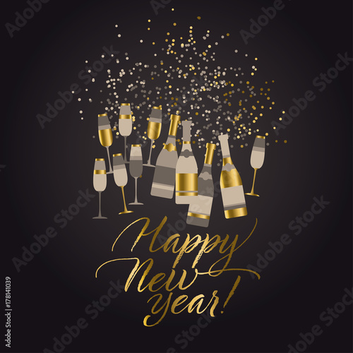 Luxury black and gold sparkling champagne xmas pattern. Elegant simple decor ...
