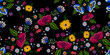 Embroidery native seamless pattern with simplify flowers. Vector embroidered traditional floral design for fashion wearing.