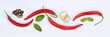 Rote scharfe Peperoni Pfeffer kochen Zutaten Banner Hintergrund von oben