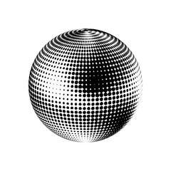 Wall Mural - Abstract globe dotted sphere, 3d halftone effect vector background. Black and white vector illustration.