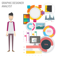 Wall Mural - Graphic Designer Analyst with Diagram